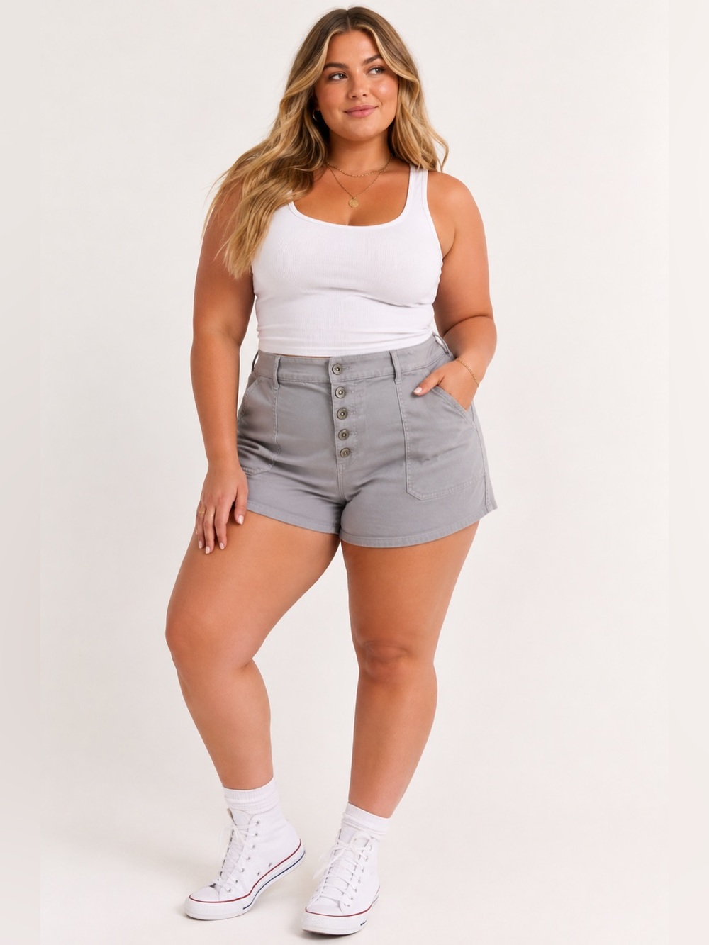 NEW Torrid First at Fit Women's High Waist Gray Shorts -Sz 24 Plus-